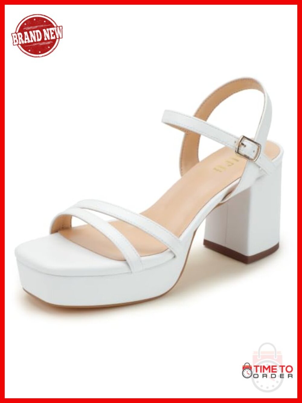 Platform Chunky Block Heeled Slingback Sandals Square Toe Ankle Strap